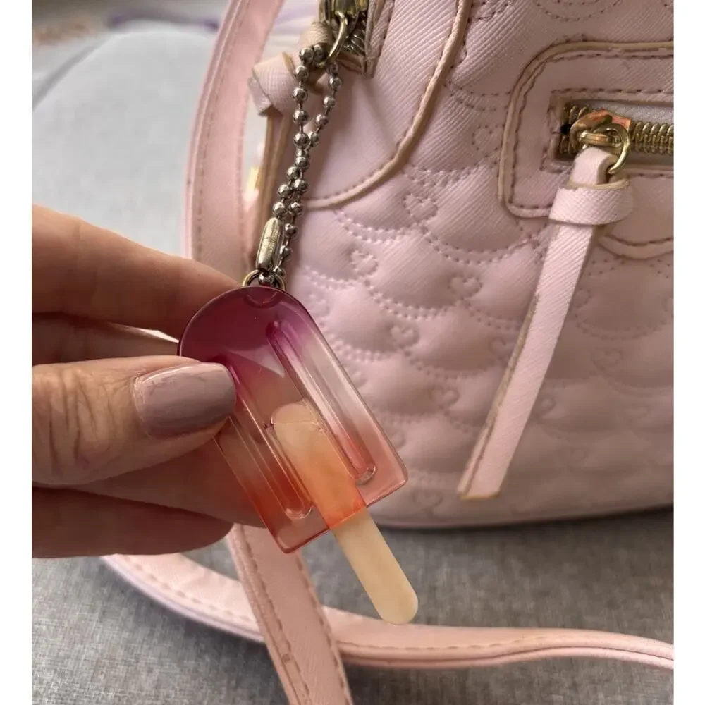 Betsey Johnson Womens Pink Blush Quilted Backpack Zipper Pockets Logo Lined